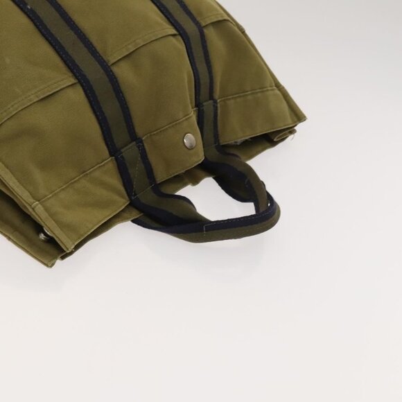HERMES Fourre Tout Hand Bag Canvas 2Set Green Black Auth ti3372 - Picture 6 of 16